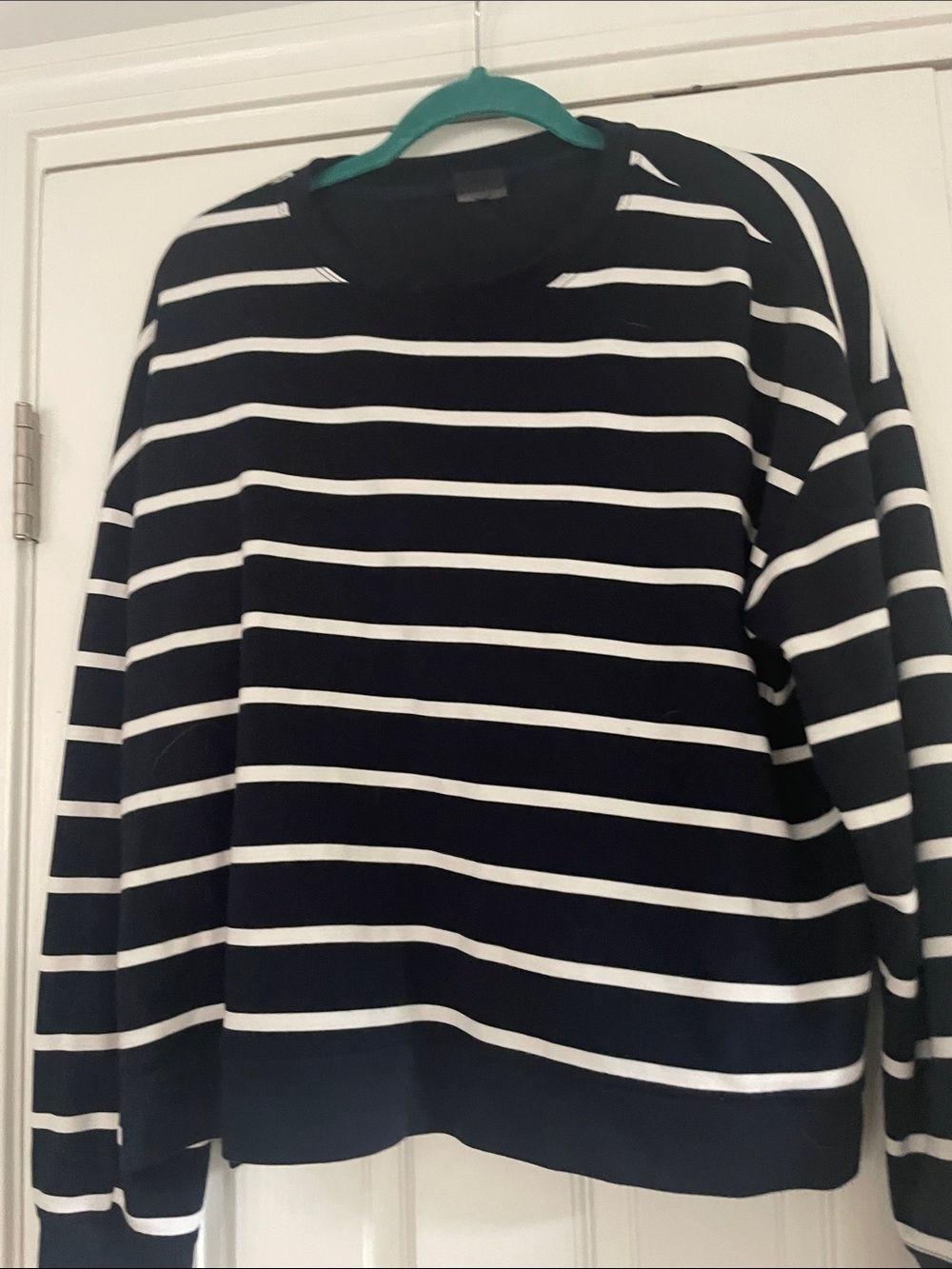 Danskin Black and White Striped Crewneck Pullover